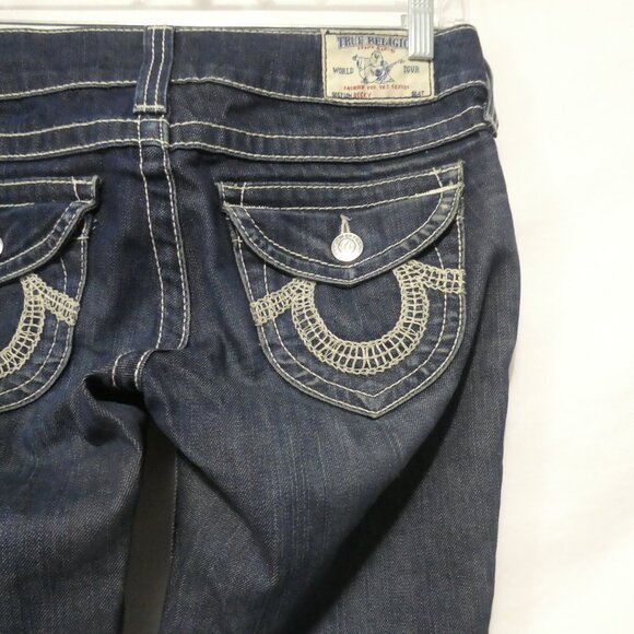 TRUE RELIGION BRAND JEANS | size 26 | Classic Dark Blue Straight Leg Denim Jeans - Picture 12 of 16